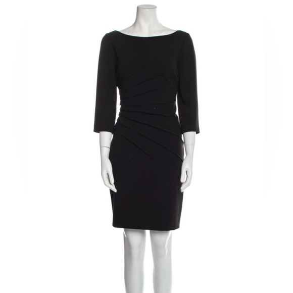 David Meister Dresses & Skirts - David Meister | Black Bateau Neckline Midi Sheath Dress Ruched Sides | 14